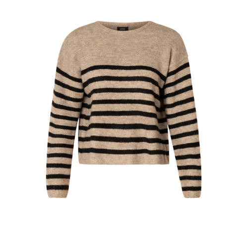 Yest gestreepte gebreide trui beige afbeelding