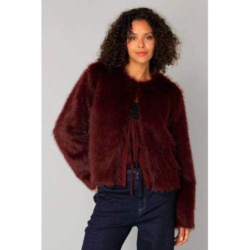 Yest faux fur jas donkerrood afbeelding