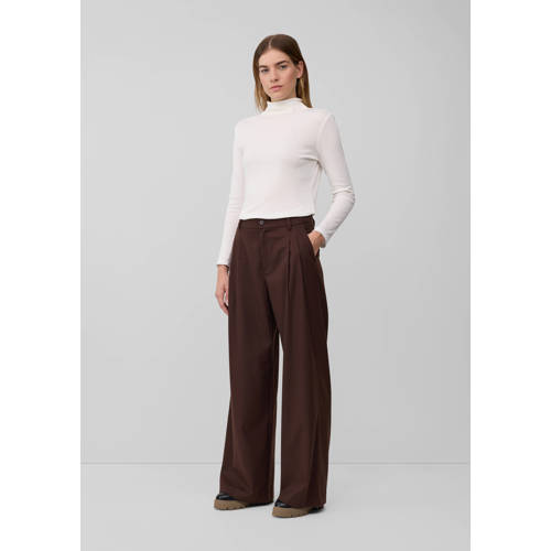 s.Oliver wide leg high waist broek bruin afbeelding
