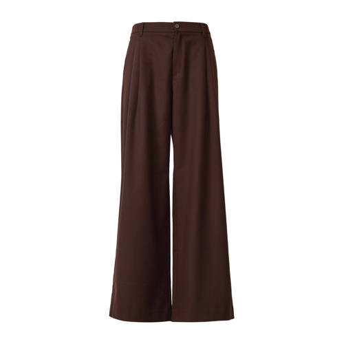 s.Oliver wide leg high waist broek bruin afbeelding
