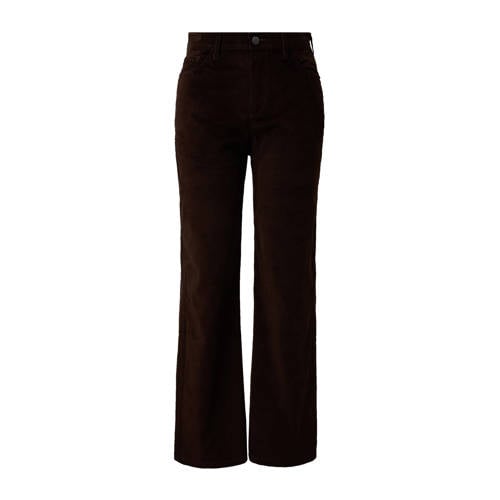 s.Oliver corduroy straight regular waist casual broek bruin afbeelding