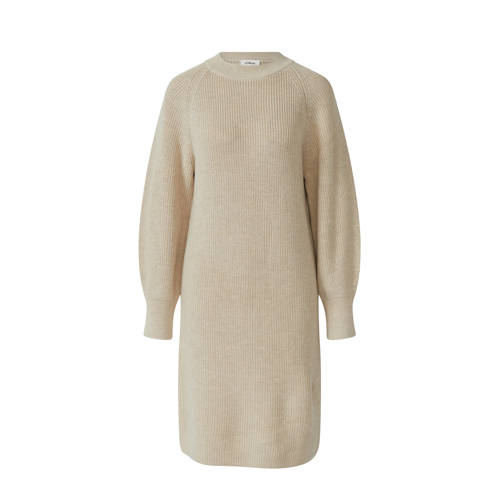 s.Oliver jurk rib gebreid beige afbeelding
