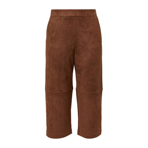 s.Oliver Curve suede suede straight high waist broek donkerbruin afbeelding