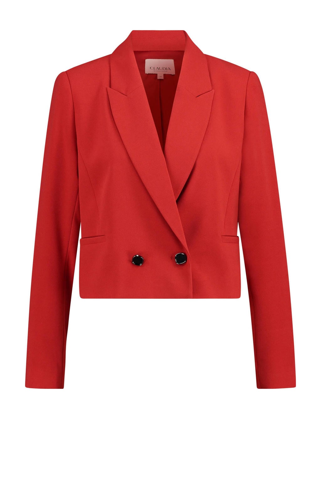 Rode dames CLAUDIA BY CLAUDIA STRÄTER cropped blazer van polyester met knoopsluiting en effen