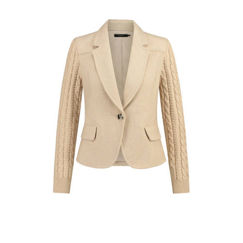 Claudia Sträter regular blazer taupe met kabels afbeelding