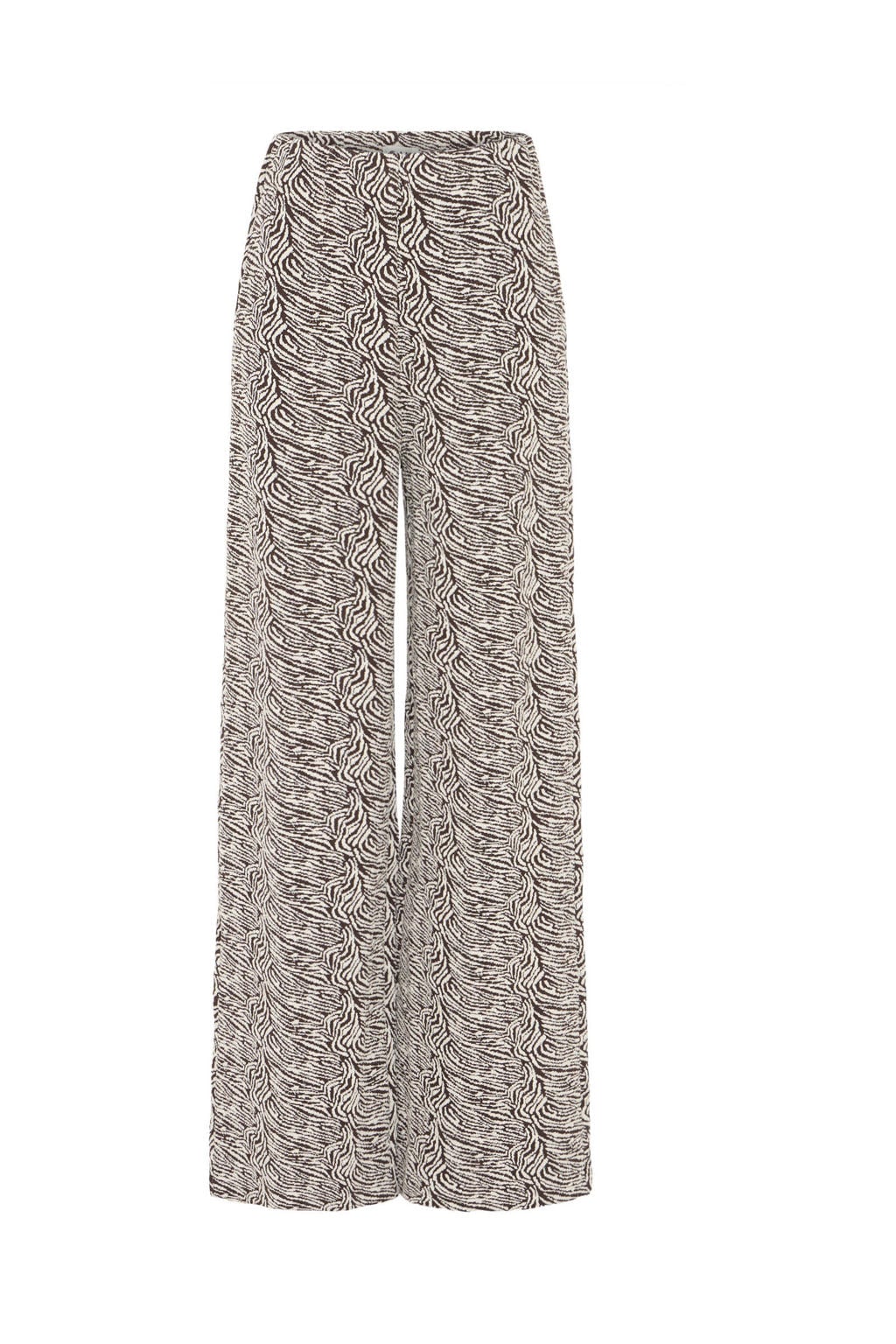 Ecru dames ICHI wide leg high waist pantalon
