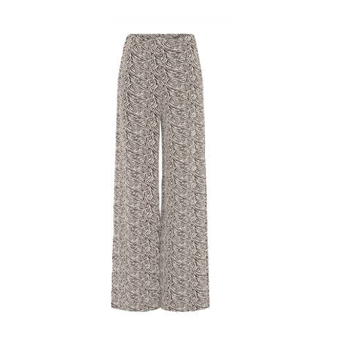 ICHI wide leg high waist pantalon ecru afbeelding