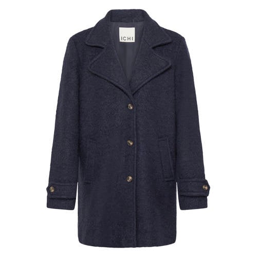 ICHI wollen manteljas donkerblauw afbeelding