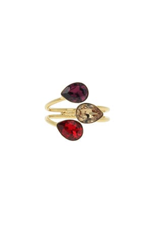gold plated ring met Swarovski kristallen Triple Leaf Amethyst
