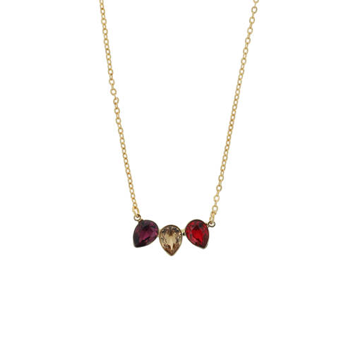 Otazu gold plated ketting met Swarovski kristallen Triple Leaf Amethyst afbeelding