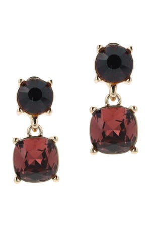 gold plated oorbellen met Swarovski kristallen Crystal Sunrise Deep Red