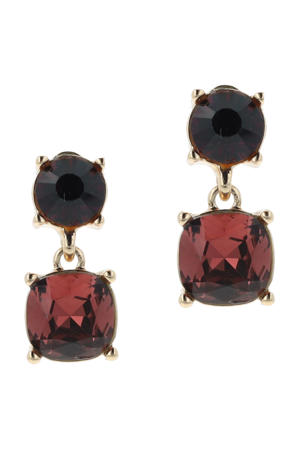 gold plated oorbellen met Swarovski kristallen Crystal Sunrise Deep Red
