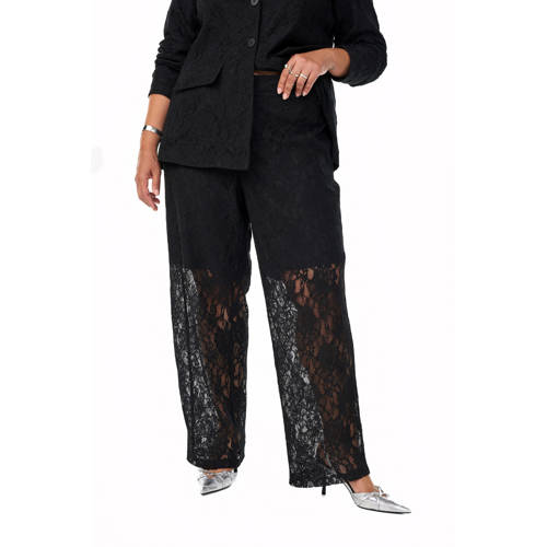 Zizzi wide leg high waist broek zwart afbeelding