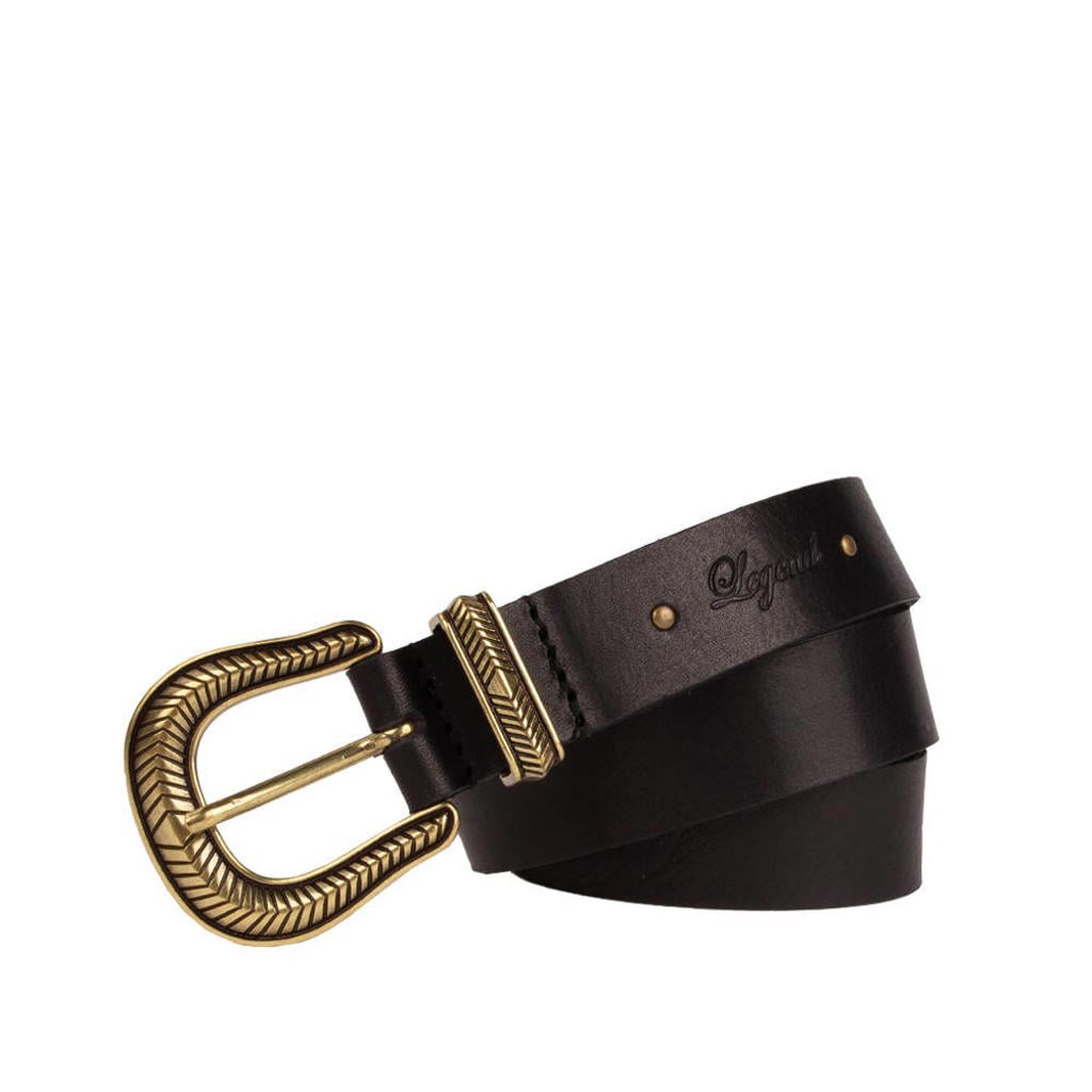 Legend leren riem zwart