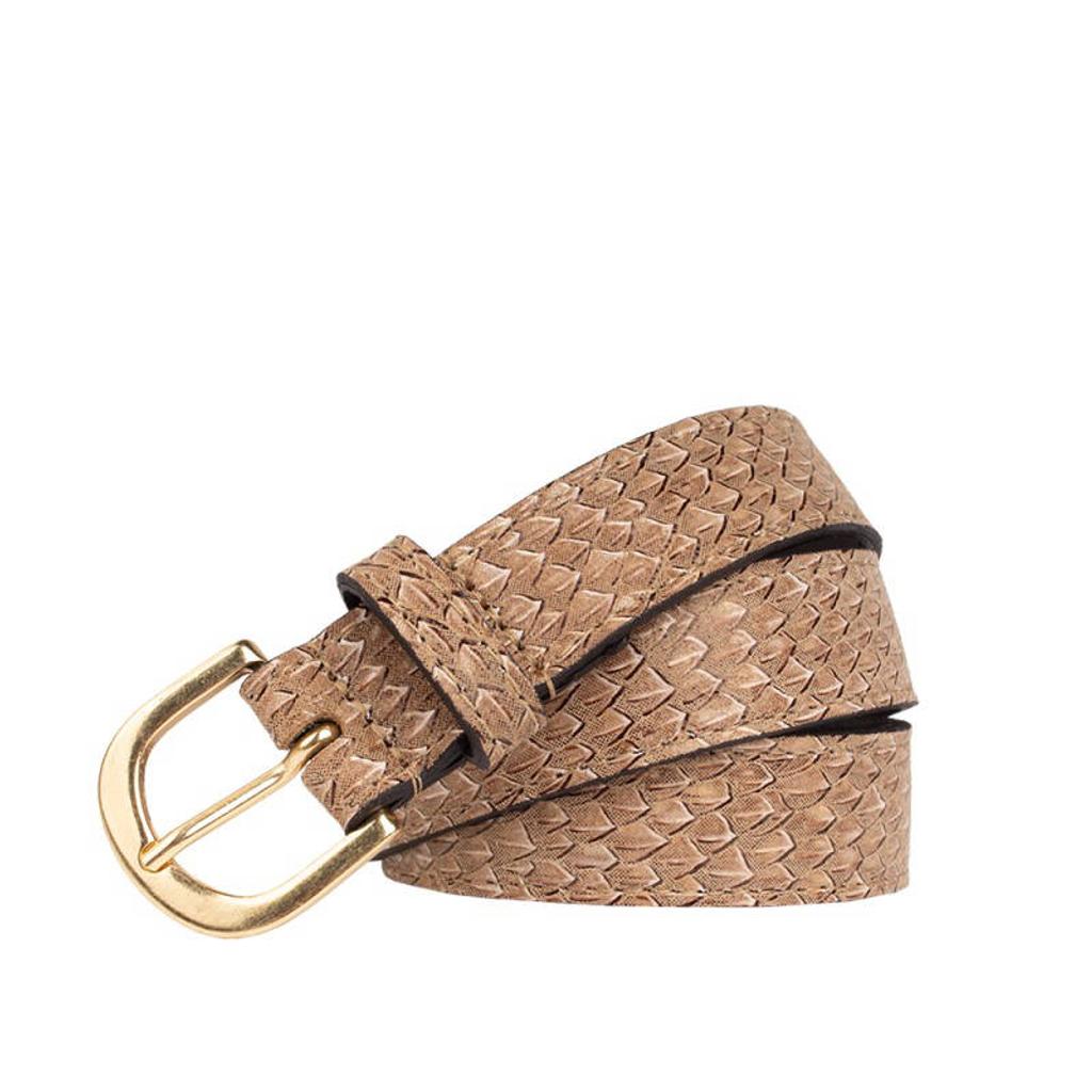 Legend leren riem met slangenprint lichtbruin