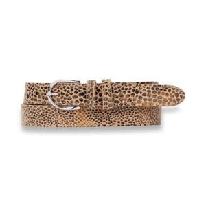 leren riem met panterprint bruin