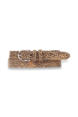 leren riem met panterprint bruin