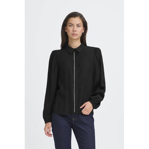 ICHI blouse zwart met parels afbeelding