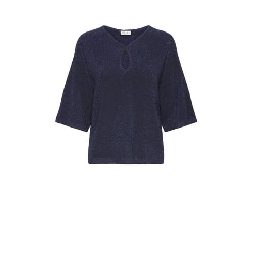 ICHI top donkerblauw rib gebreid afbeelding