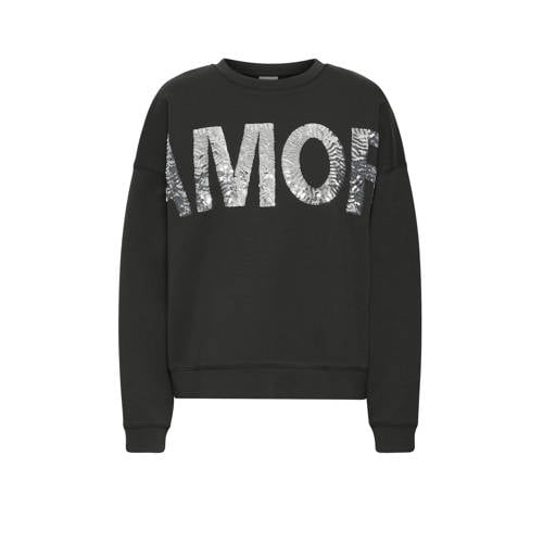 ICHI sweater zwart met pailletten afbeelding
