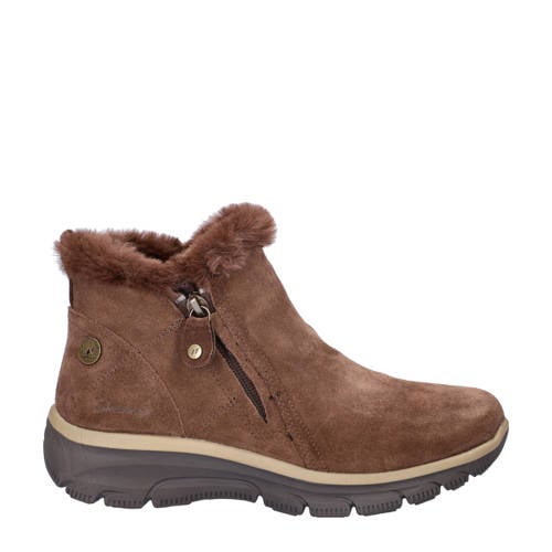 Skechers Easy Going gevoerde suède enkelboots cognac afbeelding