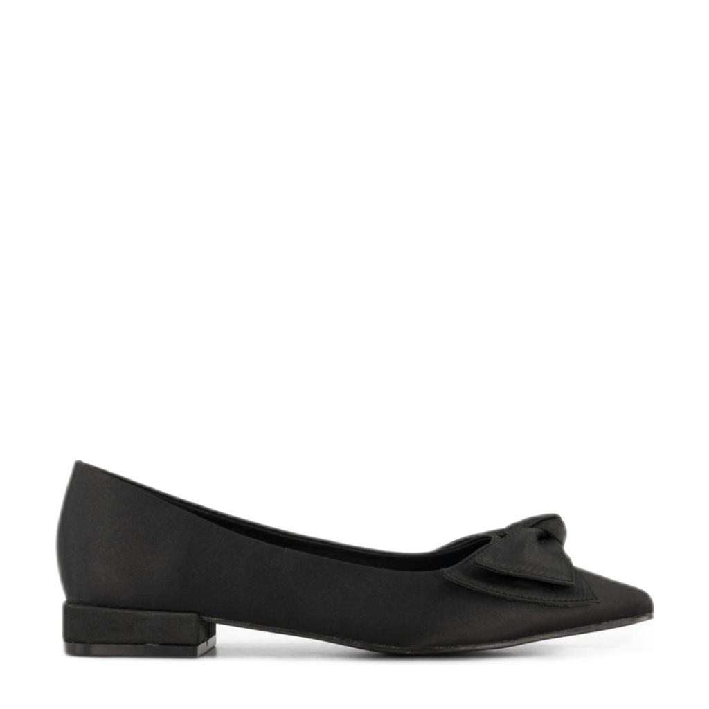 Zwarte dames Graceland satijnen loafers met strikje