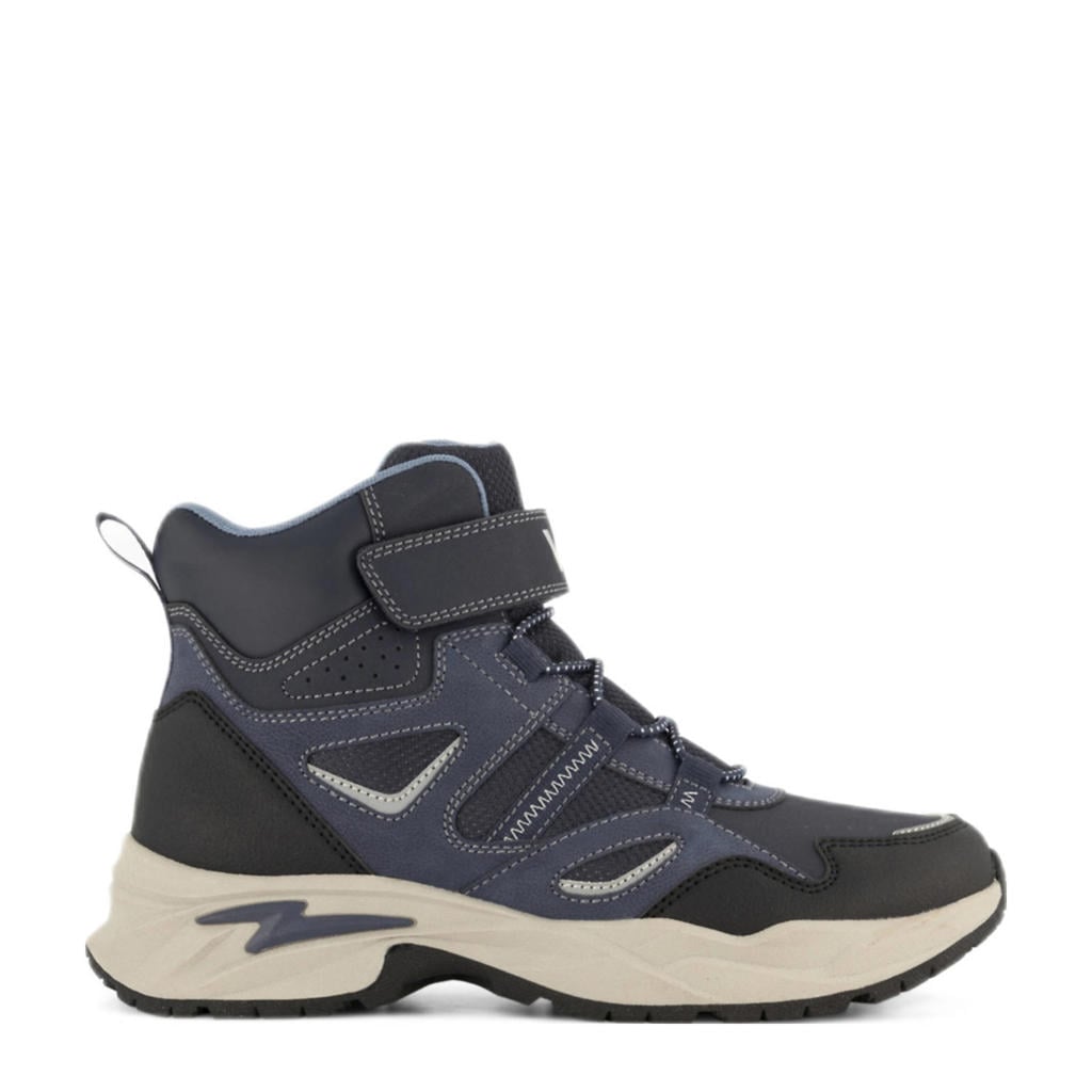 Donkerblauwe jongens Vty Tiener sneakers met elastische veter- met klittenbandsluiting