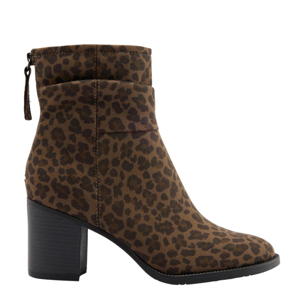 Bruine dames Graceland enkellaarzen van imitatie leer/textiel/rubber met ritssluiting en panterprint