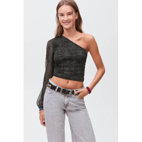 MANGO TEEN off shoulder top zwart afbeelding