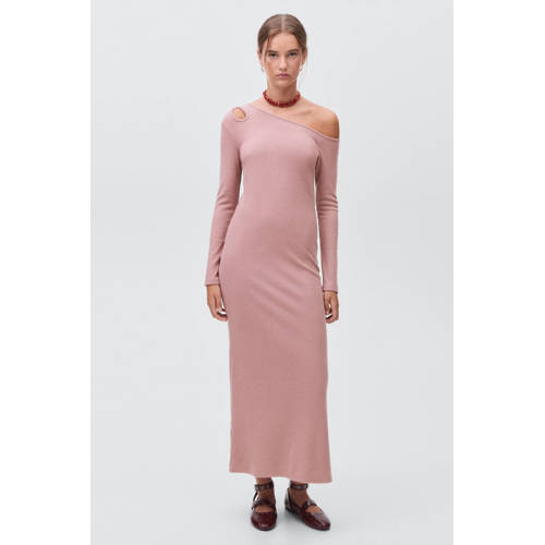 MANGO TEEN maxi jurk rib gebreid roze afbeelding