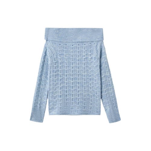 MANGO TEEN off shoulder trui lichtblauw afbeelding