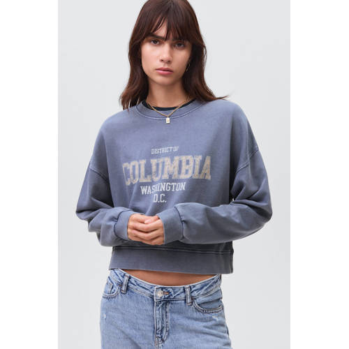 MANGO TEEN cropped trui grijsblauw afbeelding