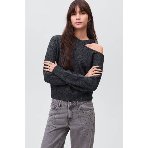 MANGO TEEN gebreide trui donkerblauw met glitter afbeelding