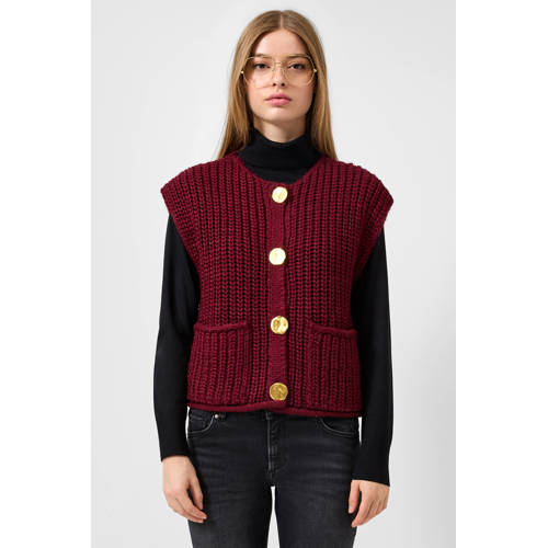 QS gebreid vest donkerrood afbeelding