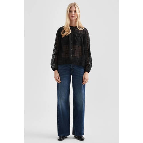 QS wide leg jeans dark blue denim afbeelding