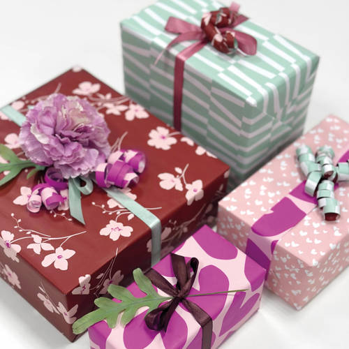 CollectivWarehouse x Wehkamp cadeaupapier - set van 3 Minty Blossom afbeelding
