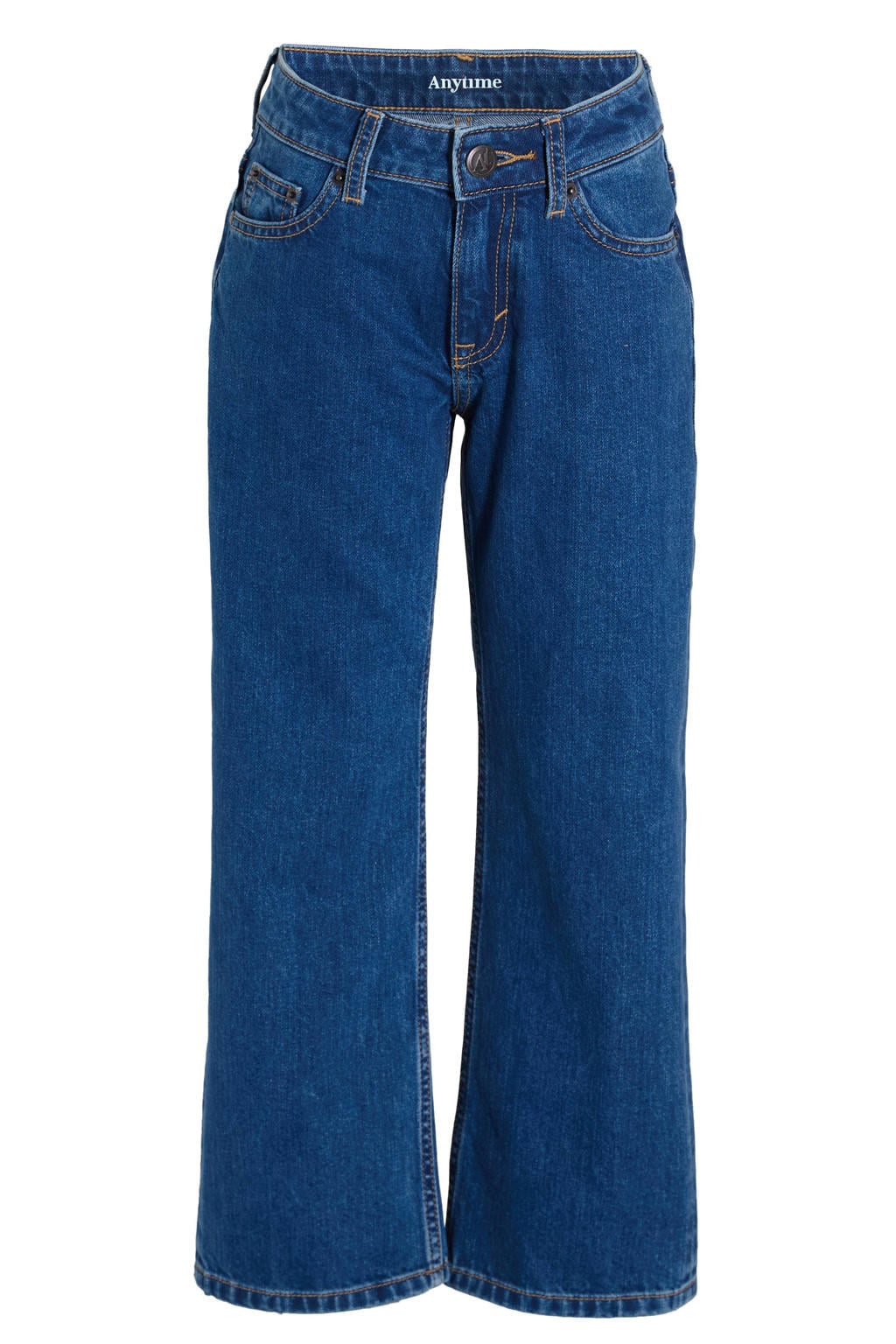 Medium blue denim meisjes Anytime loose fit jeans van denim met regular waist en effen