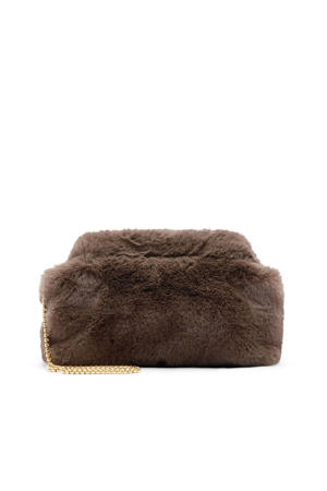 clutch van imitatiebont bruin