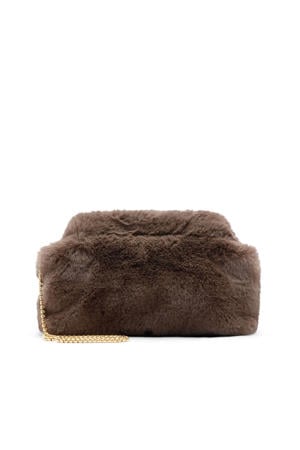 clutch van imitatiebont bruin