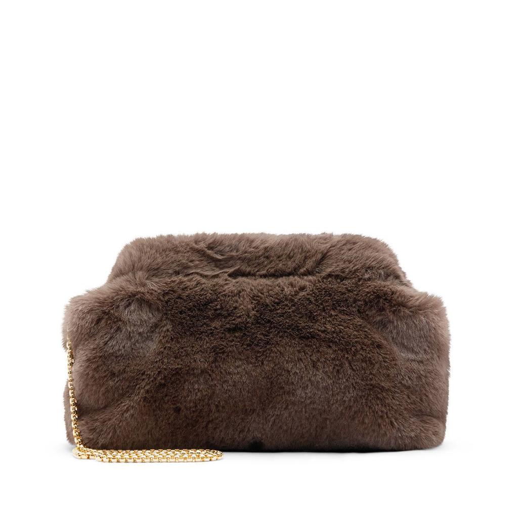 Manfield clutch van imitatiebont bruin