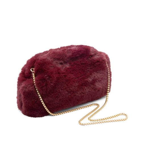 Manfield clutch van imitatiebont donkerrood afbeelding