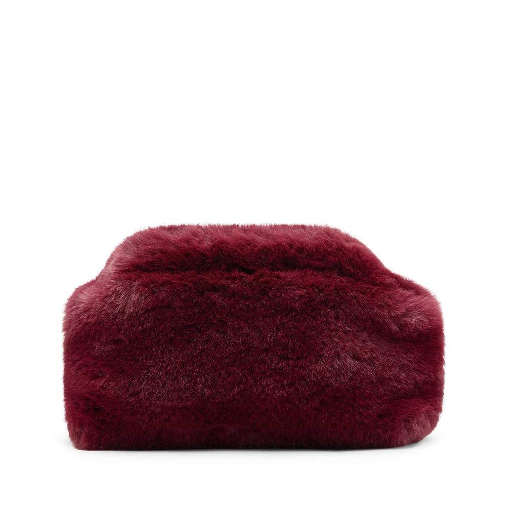 Manfield clutch van imitatiebont donkerrood
