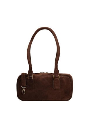 suede schoudertas bruin