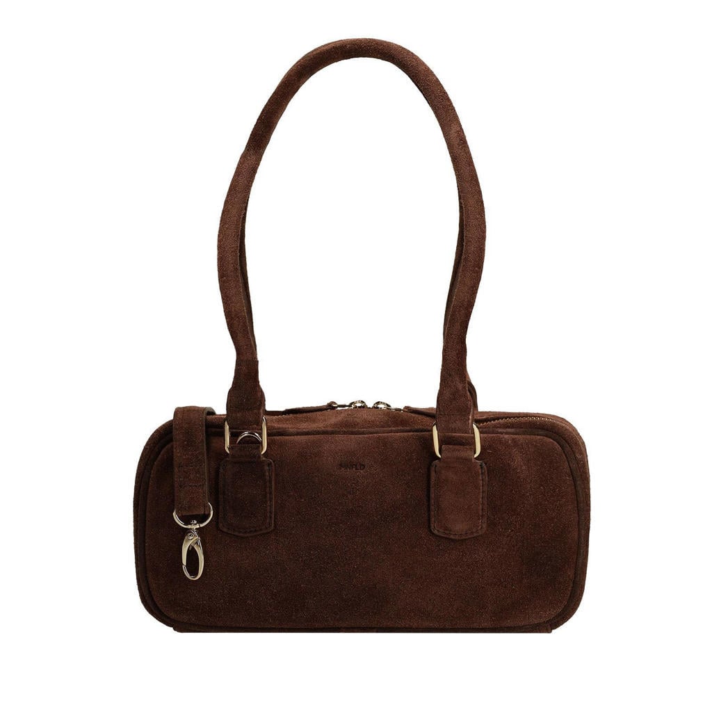 Manfield suede schoudertas bruin