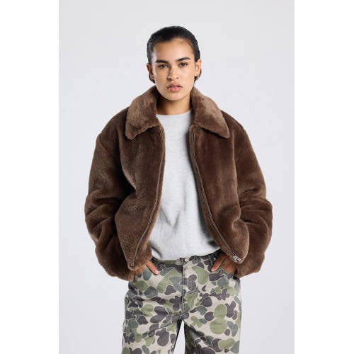 America Today faux fur jas bruin afbeelding