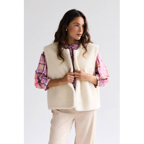 LOLALIZA suede gilet ecru afbeelding