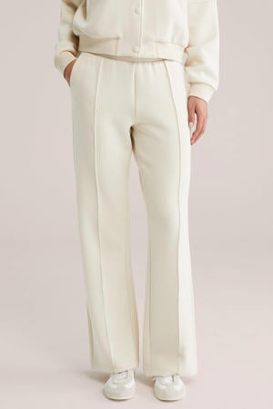 straight regular waist flared broek ecru