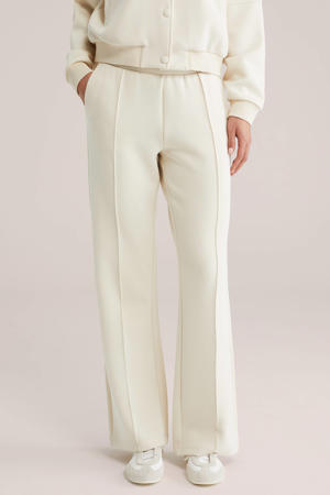 straight regular waist flared broek ecru