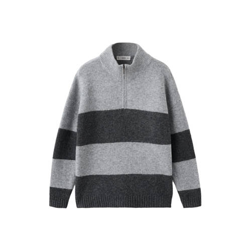 Mango Kids gestreepte gebreide trui grijs afbeelding