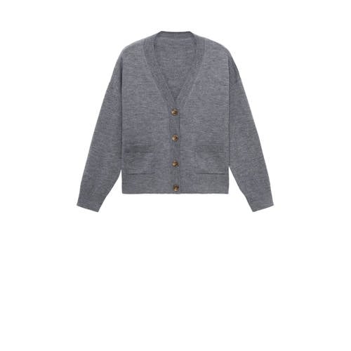 Mango gebreid vest met wol grijs melange afbeelding